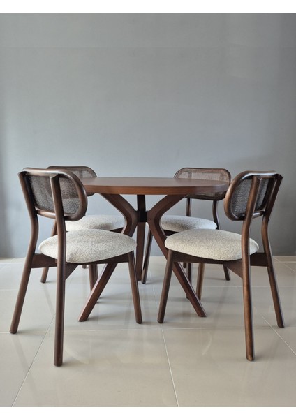 Trio Ahşap Yuvarlak Yemek Masası, Modern Tasarım