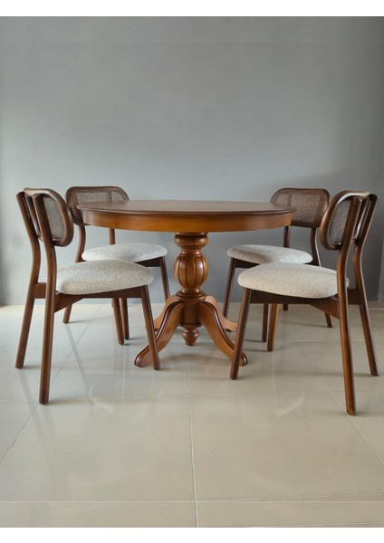 Ibiza Ahşap Yuvarlak Masa Takımı,