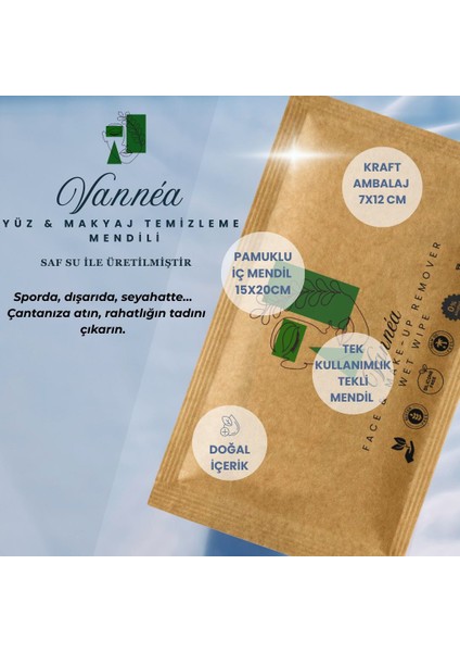 Vannéa Yüz & Makyaj Temizleme Mendili 10’lu Tek Kullanımlık Taşınabilir Tekli Paket modelleri