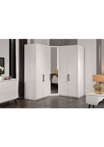 Rent White 5 Kapılı Köşe Gardırop