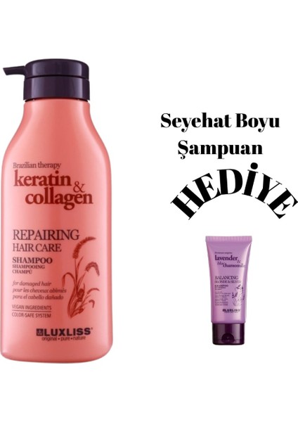 Organik & Vegan Besleyici Onarıcı Güçlendirici Keratin Kolojen Şampuan 500 ml