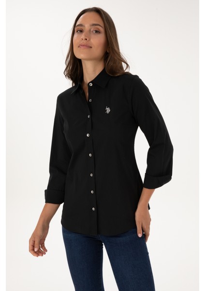 Kadın Siyah Gömlek Basic 50308024-VR046