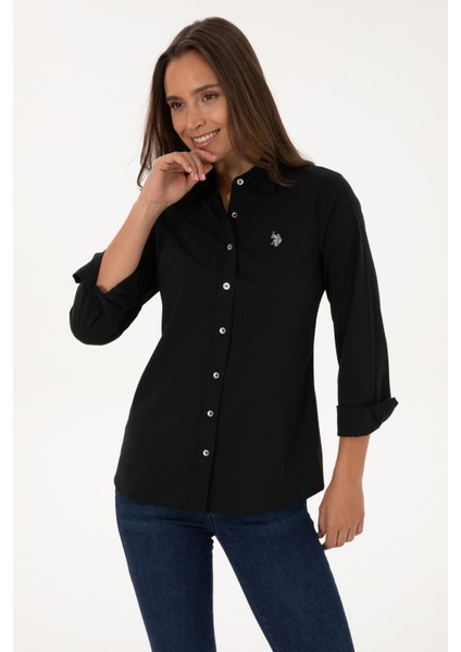 Kadın Siyah Gömlek Basic 50308024-VR046 modelleri