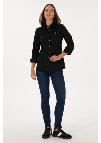 Kadın Siyah Gömlek Basic 50308024-VR046 fırsatları