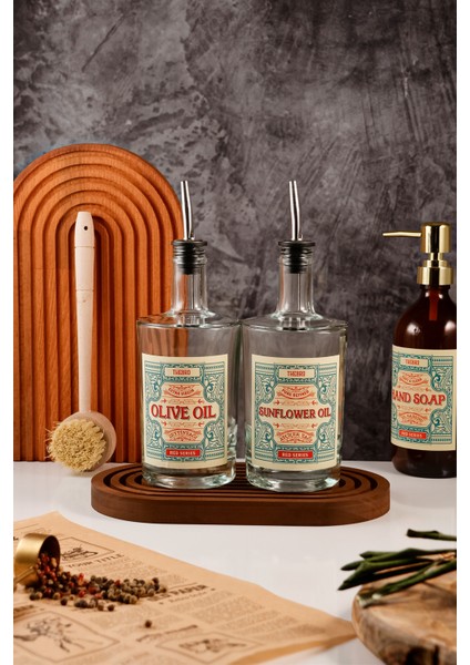 500ML Gökkuşağı Stantlı Şeffaf Kalın Camlı Red Serisi Zeytinyağı ve Ayçiçek Yağı Şişesi modelleri