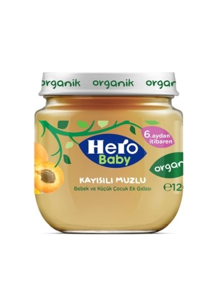 Nessiworld Hero Baby Organik Kayısı Muz Püresi Kavanoz Mama 120 gr