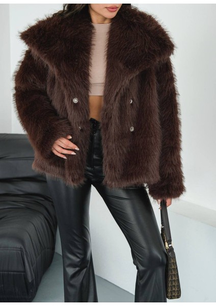 Yeni Sezon Şal Yaka Ithal Premium Suni Kürk Kaban