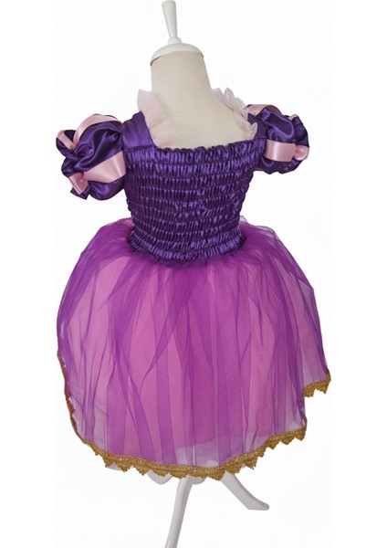 Rapunzel Kostümü Tarlatanlı – Kız Çocuk Rapunzel Elbisesi + Taç Hediyeli modelleri