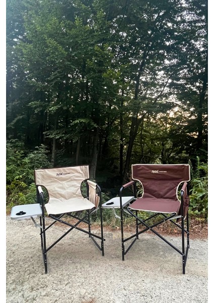 Camping Krem 153CAMP0317 Katlanır Alüminyum Kamp Sandalyesi – Yan Sehpalı | Kasaplus