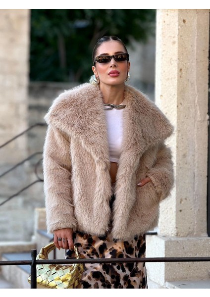 Yeni Sezon Şal Yaka Ithal Premium Suni Kürk Kaban