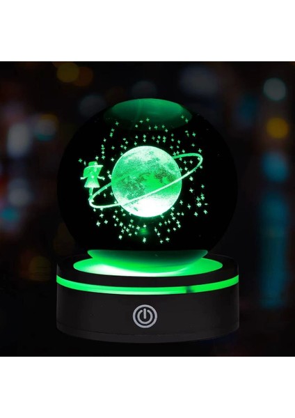 Renk Değiştiren Satürnlü Kız Dönen Cam Küre