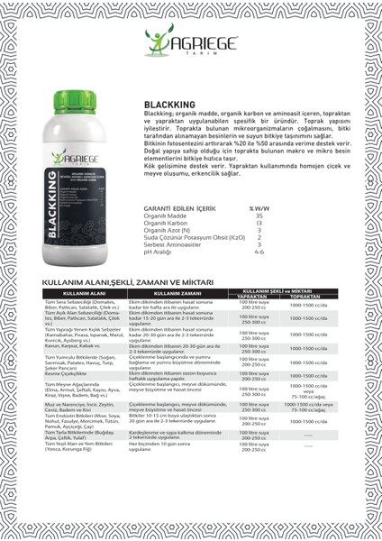 Blackking 1 Litre ( Organik Köklendirici Sıvı Gübre ) fiyatları