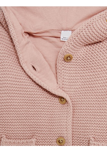 Saf Pamuk Kapşonlu Hırka (0-3 Yaş) fırsatları