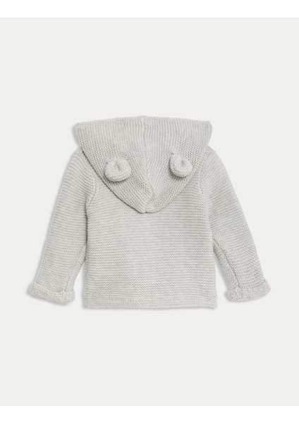 Saf Pamuk Kapşonlu Hırka (0-3 Yaş) modelleri