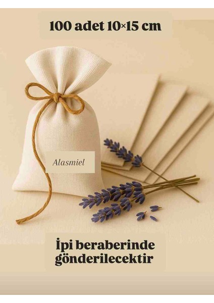 Ham Bej Renk Bez 100 Adet Kese 10×15CM Lavanta, Sabun,kuruyemiş, Takı Çok Amaçlı Bez Poşet