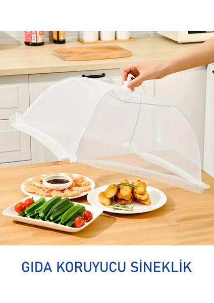 Gıda Koruma Şemsiyesi - Yiyecek & Yemek Sinek Koruyucu Tül Aparat, Piknik ve Kamp Için Tül Sineklik