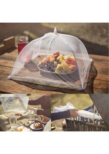 Gıda Koruma Şemsiyesi - Yiyecek & Yemek Sinek Koruyucu Tül Aparat, Piknik ve Kamp Için Tül Sineklik indirimleri