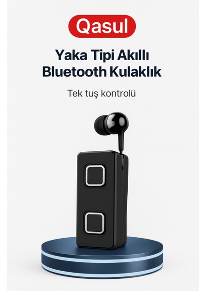 Makaralı Tekli Yaka Tipi Bluetooth 5.0 Kulaklık – Dahili Mikrofon 10 Gün Konuşma Süresi