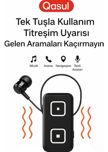 Makaralı Tekli Yaka Tipi Bluetooth 5.0 Kulaklık – Dahili Mikrofon 10 Gün Konuşma Süresi fiyatları