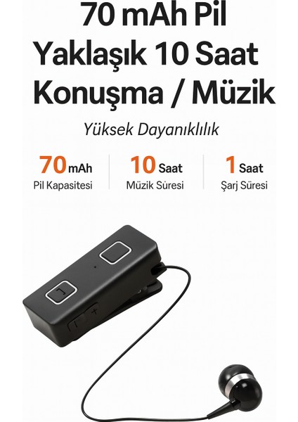 Makaralı Tekli Yaka Tipi Bluetooth 5.0 Kulaklık – Dahili Mikrofon 10 Gün Konuşma Süresi modelleri