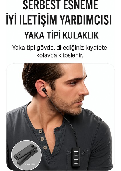 Makaralı Tekli Yaka Tipi Bluetooth 5.0 Kulaklık – Dahili Mikrofon 10 Gün Konuşma Süresi