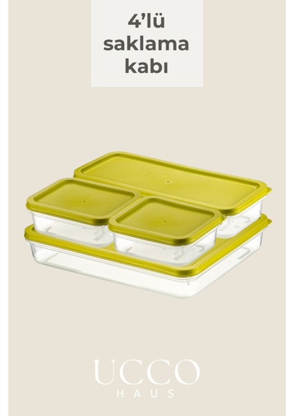 4’lü 8 Parça Saklama Kabı Seti | Buzdolabı ve Dolap Düzenleyici Buzluk Kabı Erzak Kabı Organizer