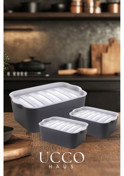 3’lü Kapaklı Organizer Kutu Saklama Kabı Seti – 2x2 Litre 1x5 Litre- Bpa Free- Buzdolabı Düzenleyici modelleri