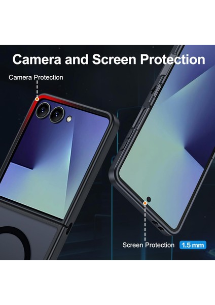 Samsung Galaxy Z Flip 7 ile Uyumlu Magsafe Kablosuz Şarj Destekli Mat Transparan Silikon Kılıf
