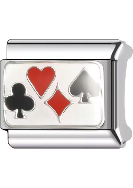 Iskambil Temalı 316 L. Çelik Italyan Charm