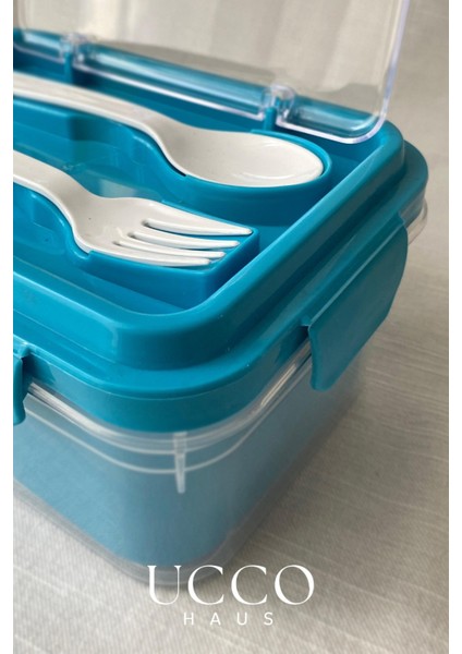 2 Bölmeli 1700 ml Sızdırmaz Saklama ve Beslenme Kabı – Kaşık Çatal, Çıkabilir Iç Hazne, Pp 7 Parça modelleri