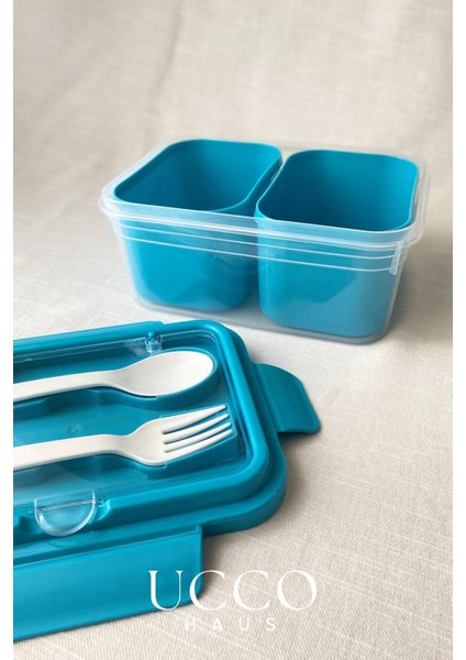 2 Bölmeli 1700 ml Sızdırmaz Saklama ve Beslenme Kabı – Kaşık Çatal, Çıkabilir Iç Hazne, Pp 7 Parça fırsatları