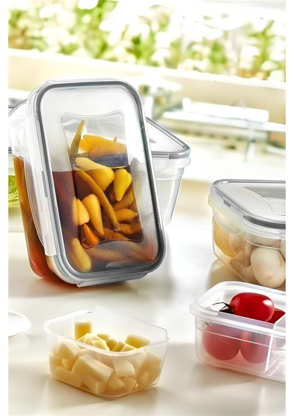 4lü Iç Içe Sızdırmaz Contalı Kilitli Kapaklı Plastik Erzak Saklama Kapları LC315