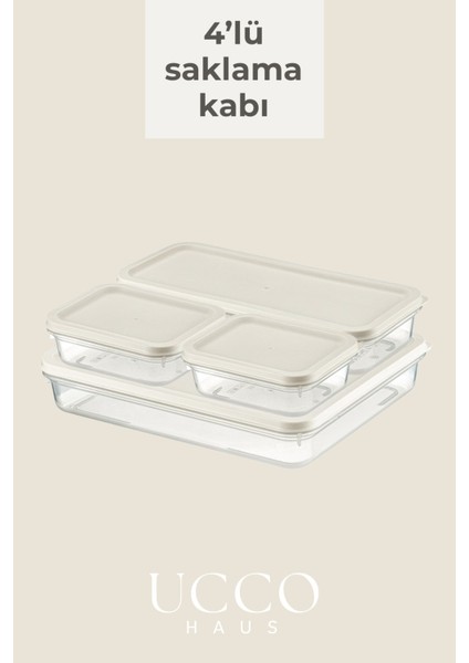 4’lü 8 Parça Saklama Kabı Seti | Buzdolabı ve Dolap Düzenleyici Buzluk Kabı Erzak Kabı Organizer