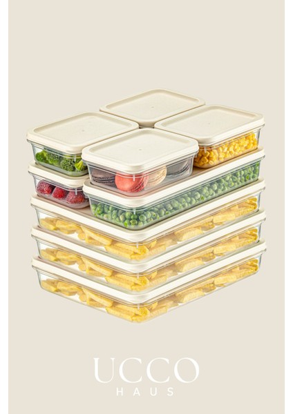 4’lü 8 Parça Saklama Kabı Seti | Buzdolabı ve Dolap Düzenleyici Buzluk Kabı Erzak Kabı Organizer