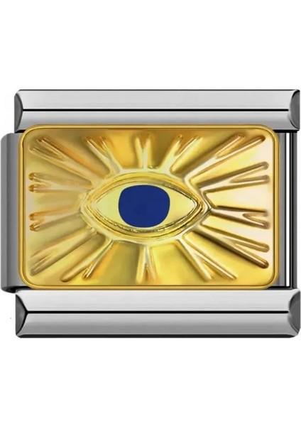 Mavi Göz Güneş Temalı 316 L. Çelik Italyan Charm