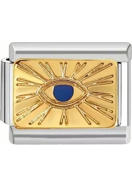 Mavi Göz Güneş Temalı 316 L. Çelik Italyan Charm fiyatları