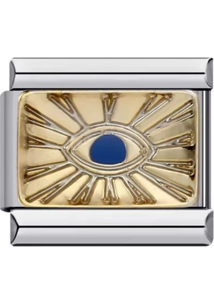 Mavi Göz Güneş Temalı 316 L. Çelik Italyan Charm modelleri