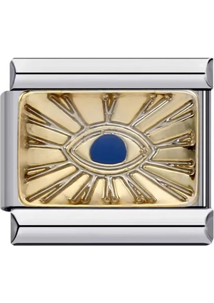 Mavi Göz Güneş Temalı 316 L. Çelik Italyan Charm fırsatları