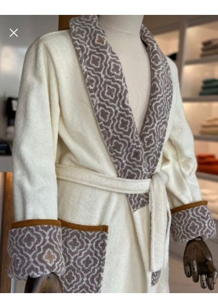 %100 Pamuk - Ipliği Boyalı - Elegance Bornoz - Krem fiyatları