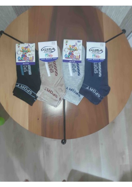 Erkek Çocuk Düz Renk Yazı Desenli 4'lü %90 Cotton Patik Rahat Çorap fiyatları