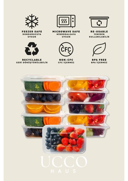 10 Adet 500ML Ekonomik Plastik Buzdolabı Dondurucu Erzak Sızdırmaz Saklama Kabı Buzluk Organizer