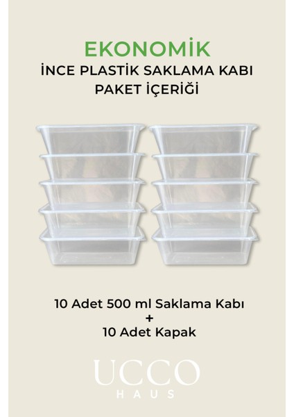 10 Adet 500ML Ekonomik Plastik Buzdolabı Dondurucu Erzak Sızdırmaz Saklama Kabı Buzluk Organizer