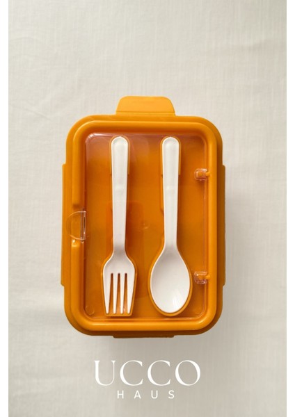 2 Bölmeli 1700 ml Sızdırmaz Saklama ve Beslenme Kabı – Kaşık Çatal, Çıkabilir Iç Hazne, Pp 7 Parça