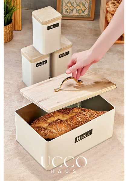 4'lü Set Retro Metal Ekmeklik ve Saklama Kutusu Seti 4’lü Mutfak Organizeri Ekmek Sepeti fiyatları