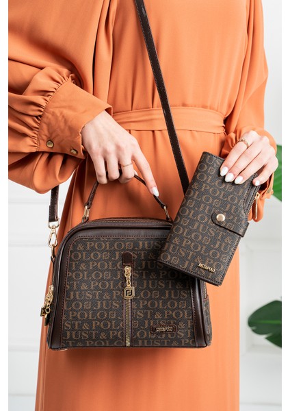Orijinal Just Polo Collection Omuz Çantası ve Cüzdan Kombini - Şık ve Fonksiyonel Tasarım 2'li Set