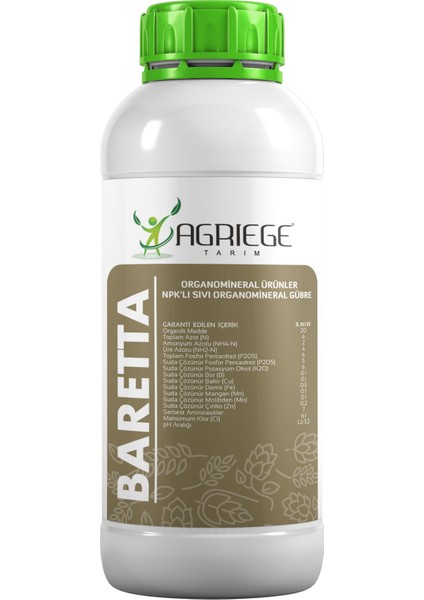 Baretta 1 Litre ( Npk' Lı Organomineral Aminoasit Içeren Iz Elementli Sıvı Organik Gübre )