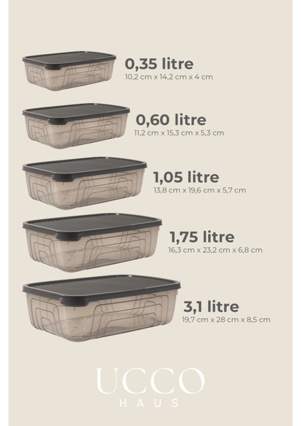 5'li Set 10 Parça Saklama Kabı Seti | Dondurucu Buzluk Buzdolabı Erzak Oyuncak Yemek Kahve Saklama