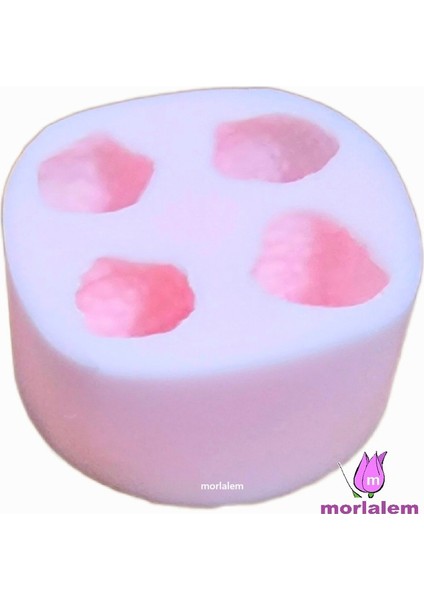 4'lü Çilek Seti, Tek Kalıpta 4 Meyve Silikon Kalıp K-1458, Kokulu Taş Sabun Alçı Mum Kalıbı modelleri