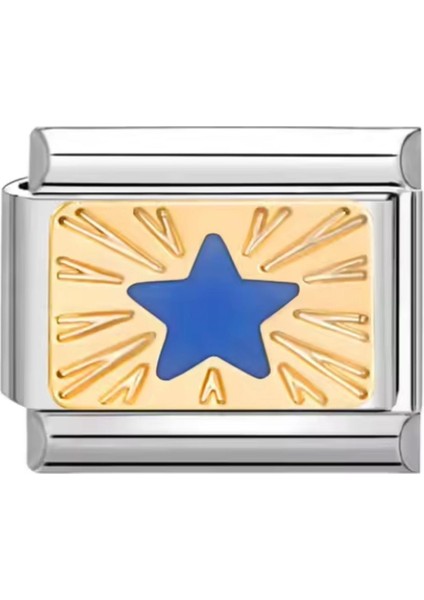 Güneş Işıkları ile Mavi Yıldız 316 L. Çelik Italyan Charm