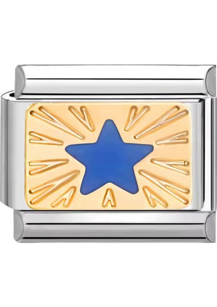 Güneş Işıkları ile Mavi Yıldız 316 L. Çelik Italyan Charm fiyatları